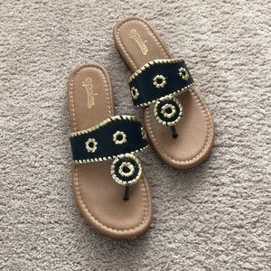 Navy and gold Palms Jack Rogers sandals